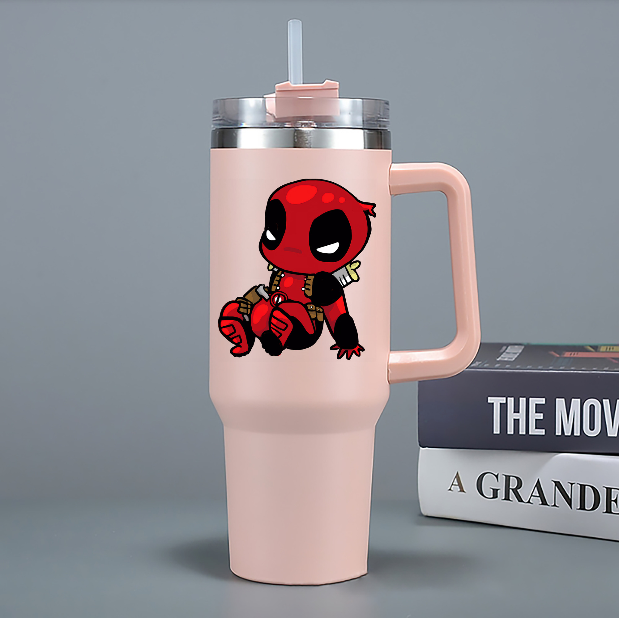 （画像用） Deadpool デッドプール 1200mL車用タンブラー - クリスタルステッカー（プラスチックストロー付き）